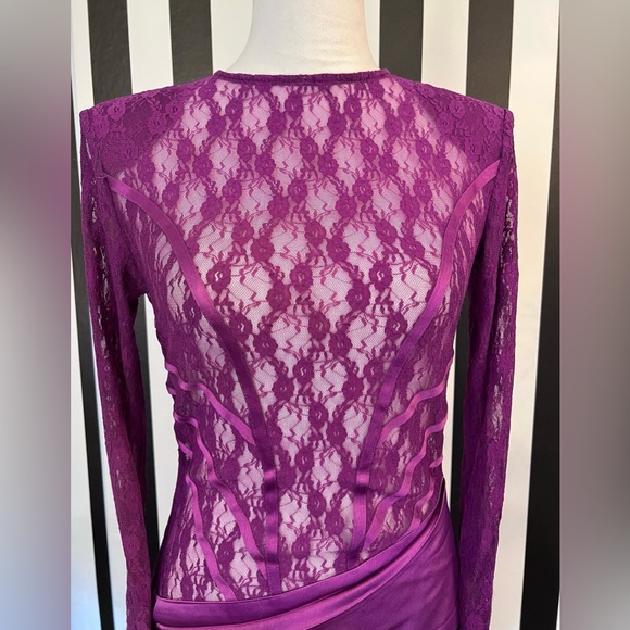 Purple Satin and Lace Backless Mini Dress - NWT - Picture 6 of 9